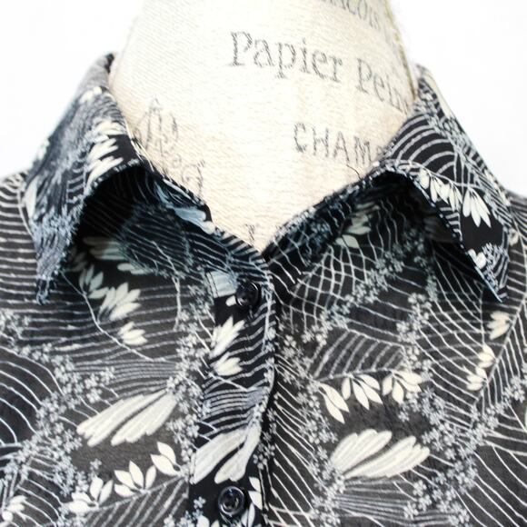 William B Abstract Print Wrap Maxi Dress Tie Waist Collared Neck Button Small - Picture 6 of 10